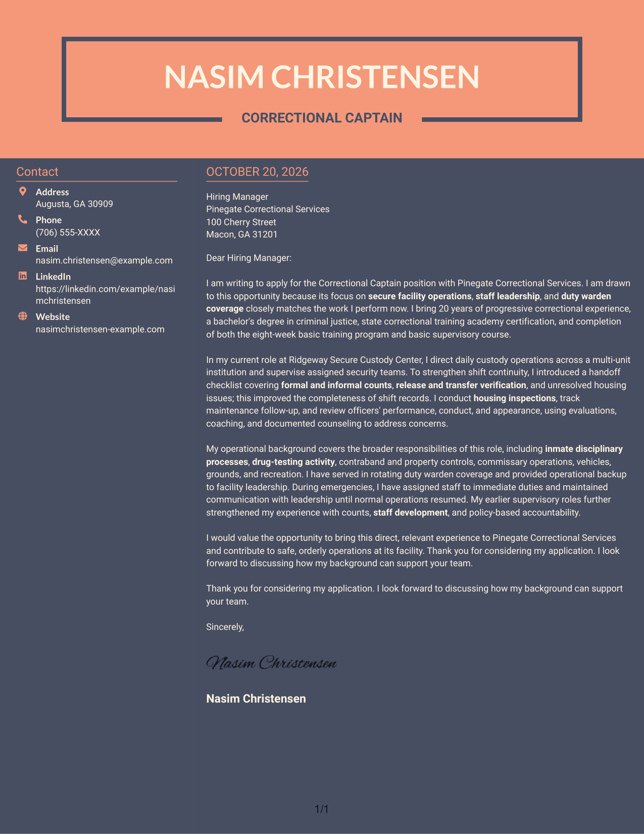 Cover letter example — page 1