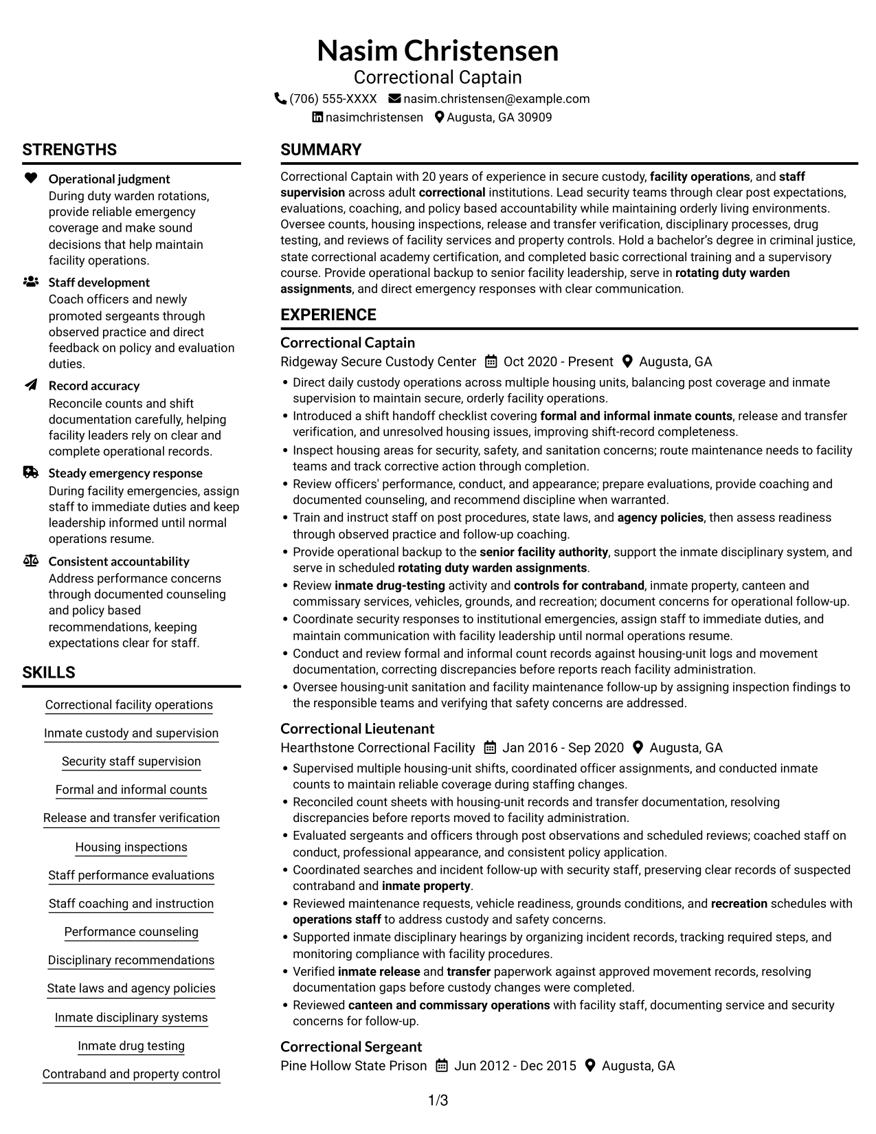 Resume example — page 1