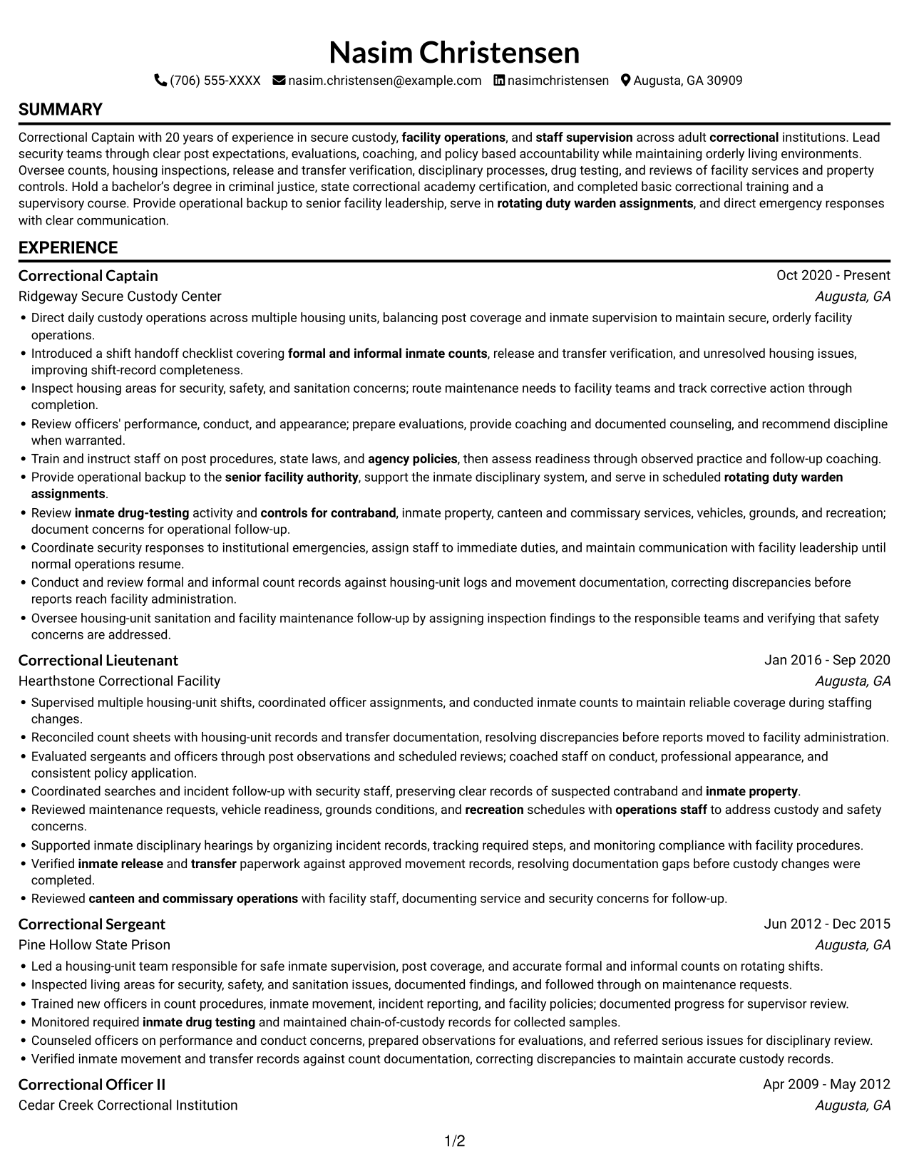 Resume example — page 1