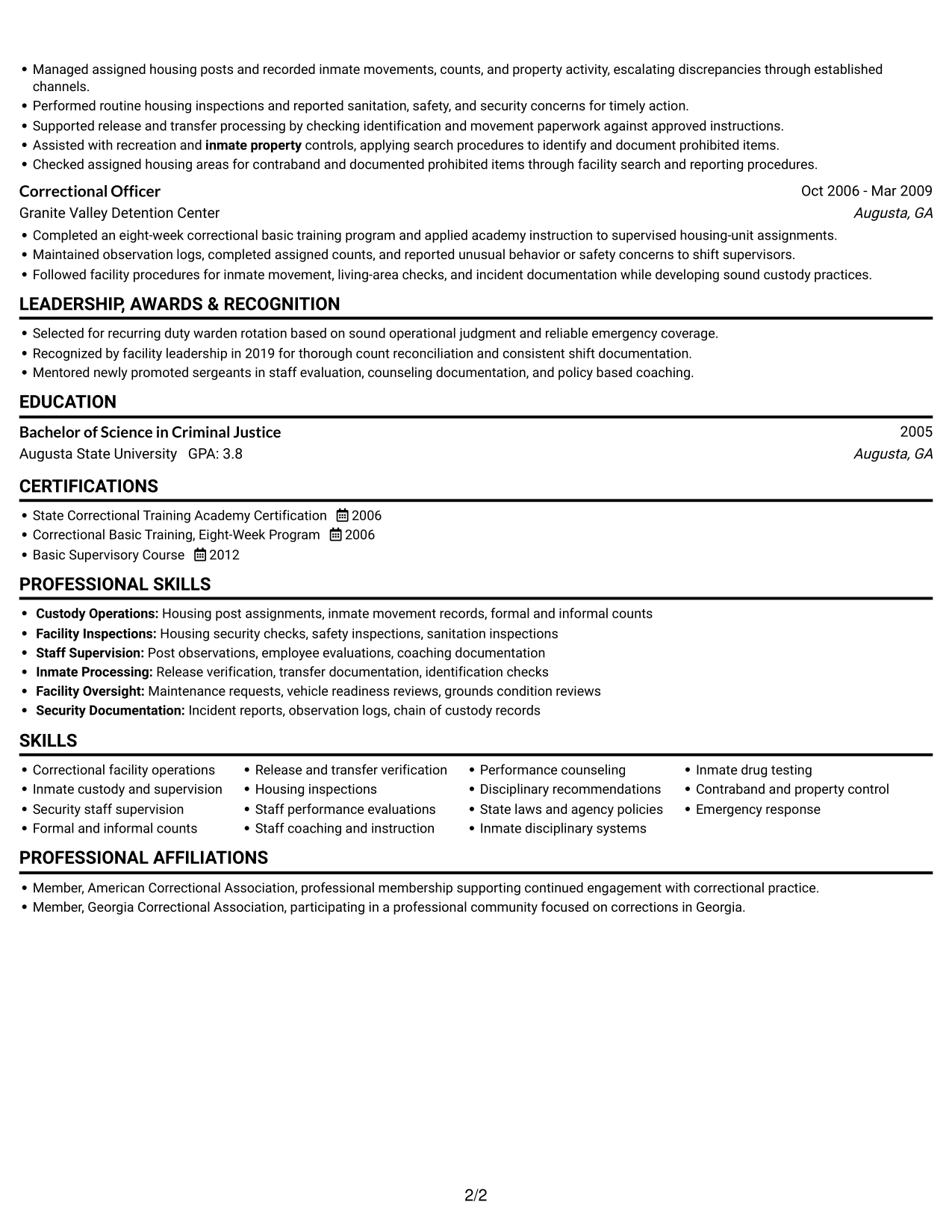 Resume example — page 2