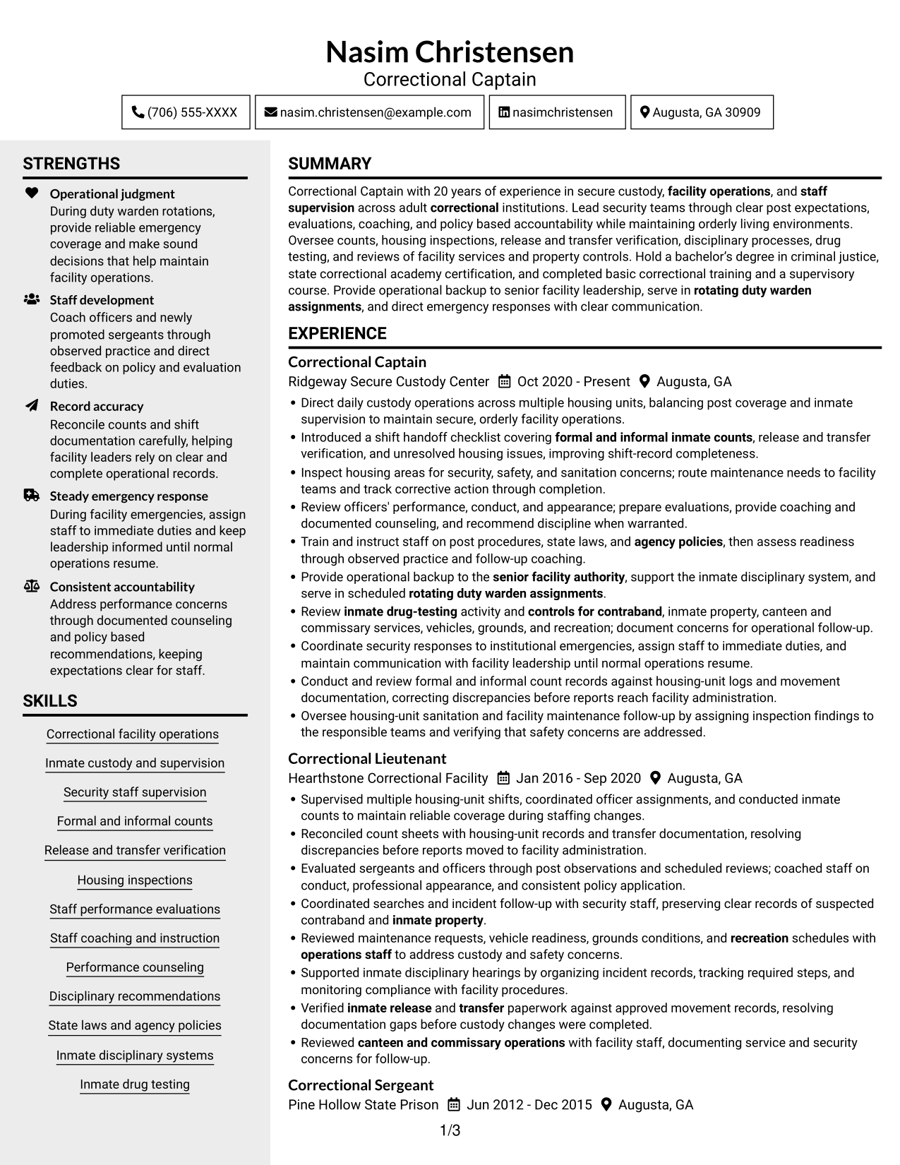 Resume example — page 1