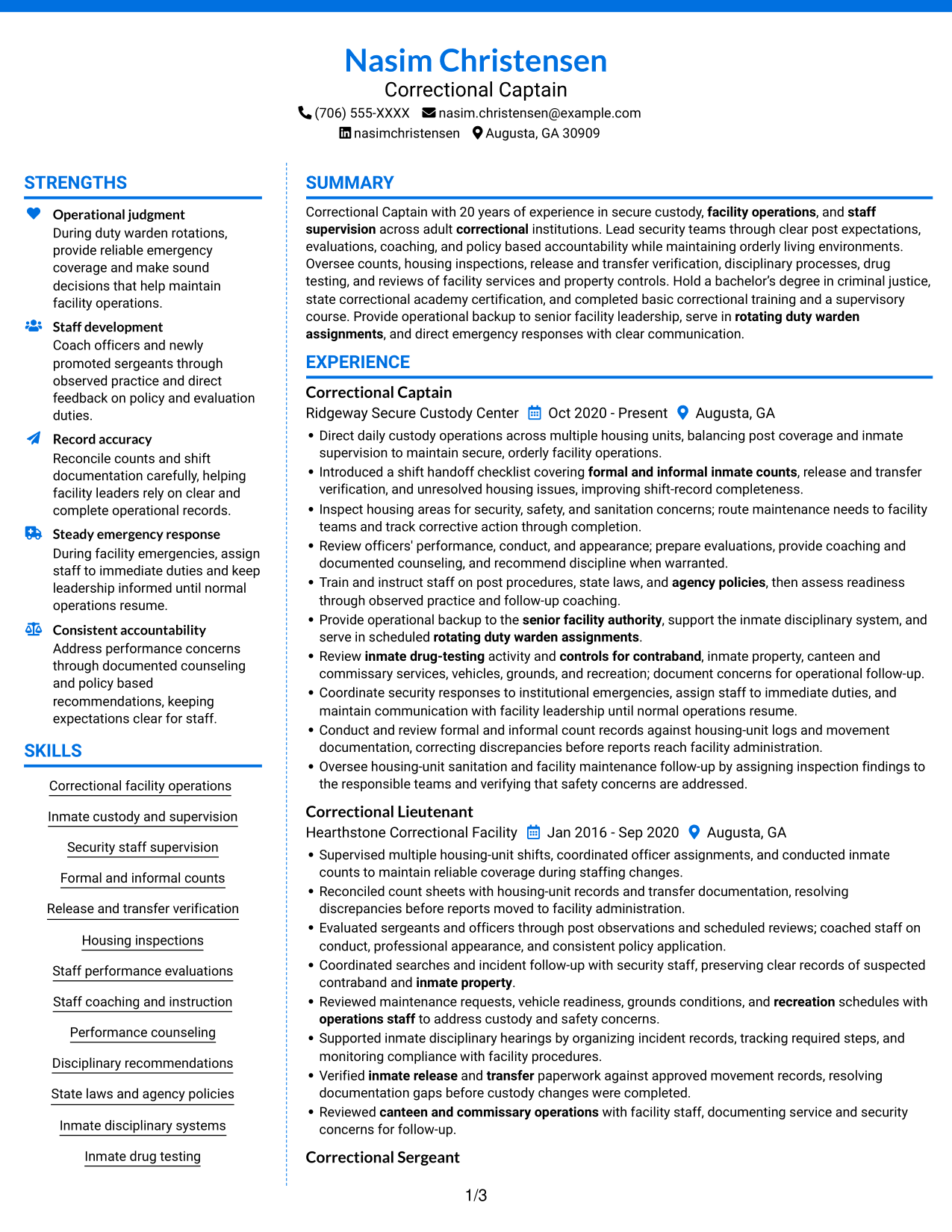 Resume example — page 1