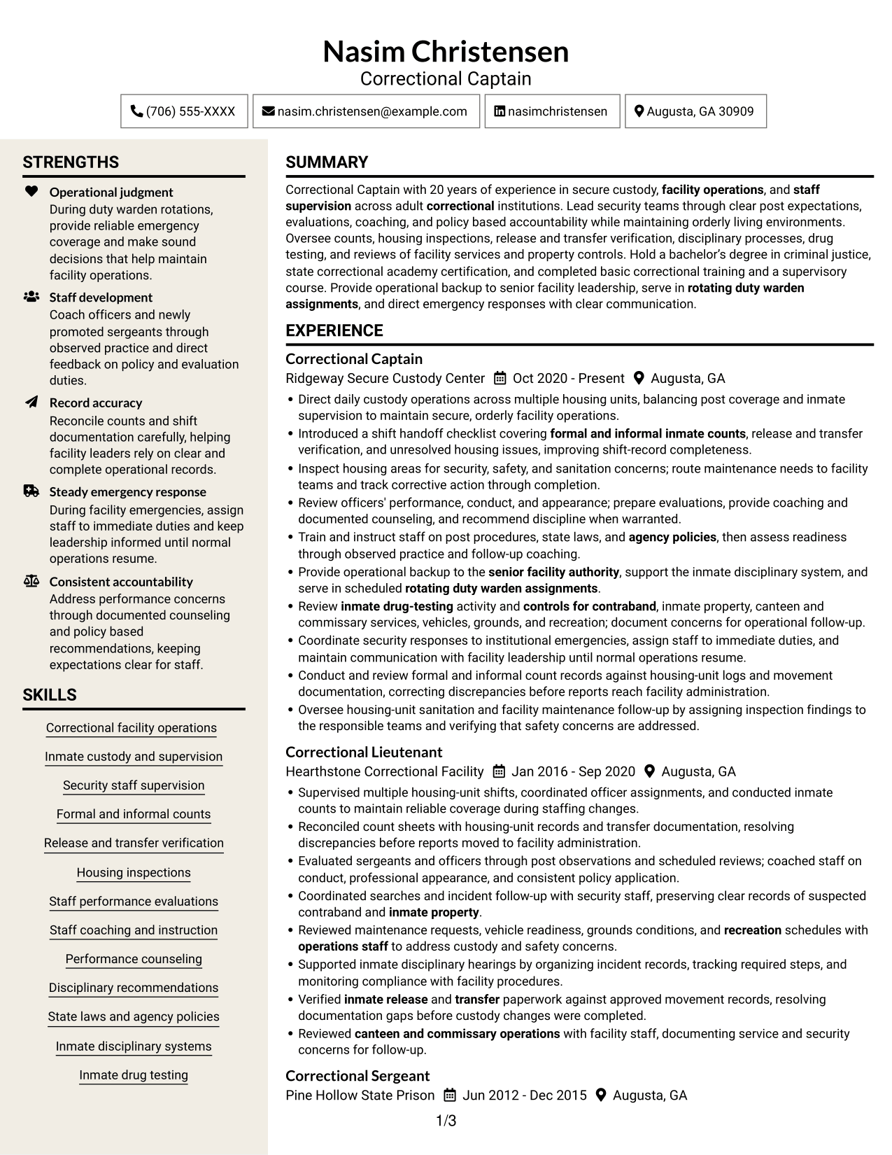 Resume example — page 1
