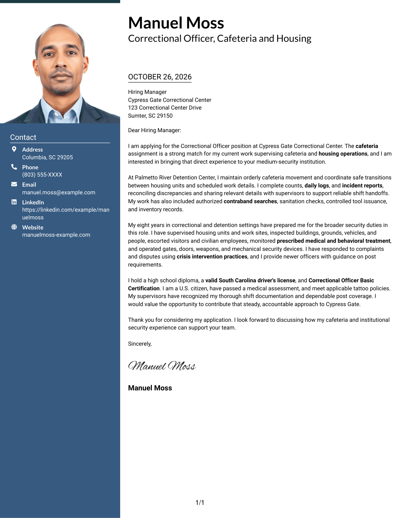 Cover letter example — page 1