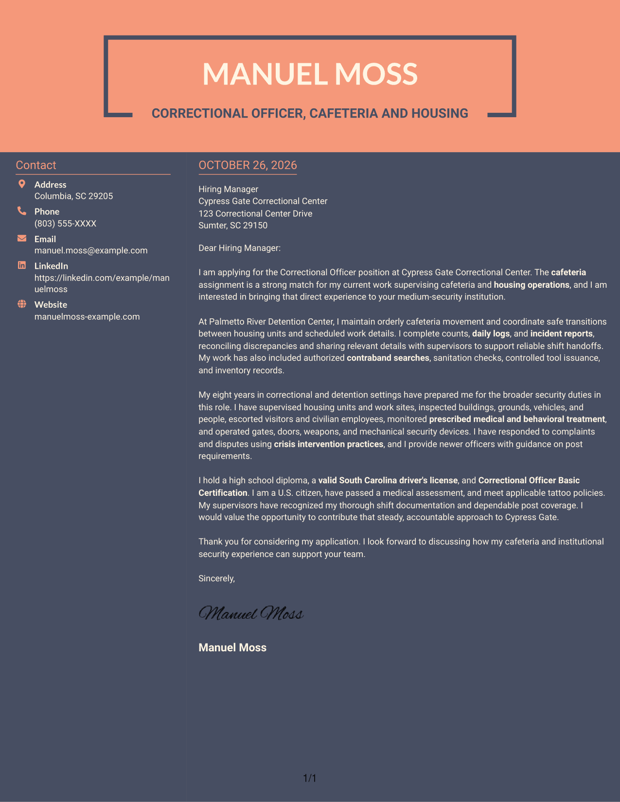 Cover letter example — page 1