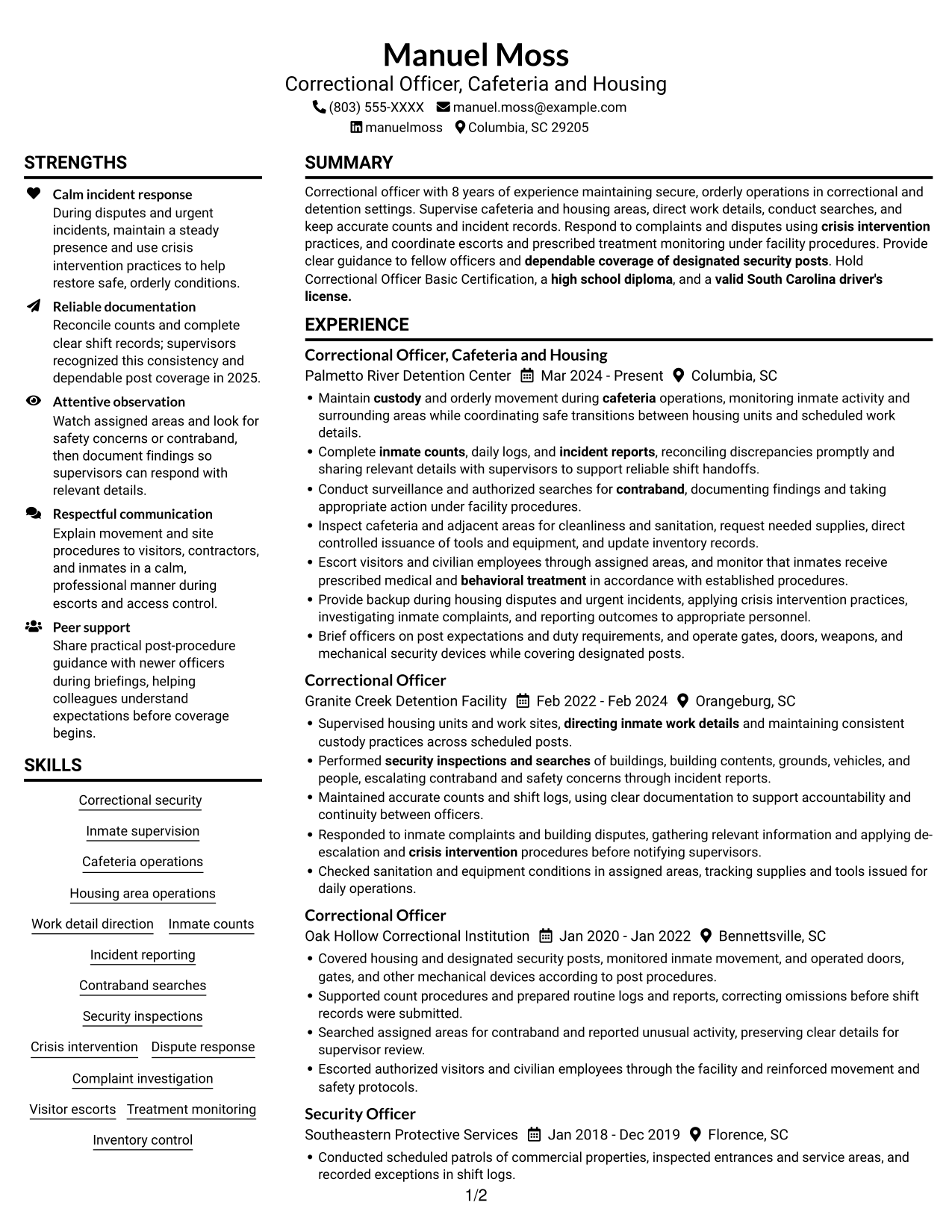 Resume example — page 1