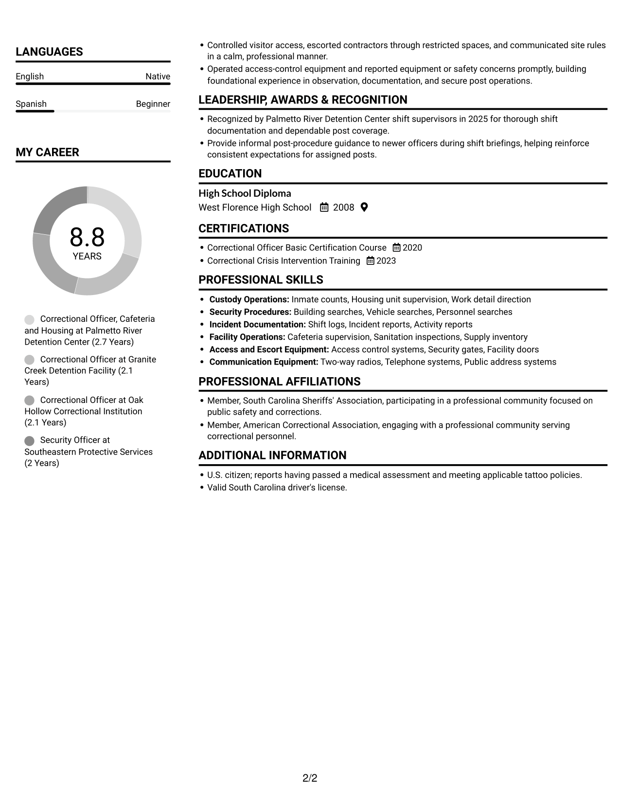 Resume example — page 2