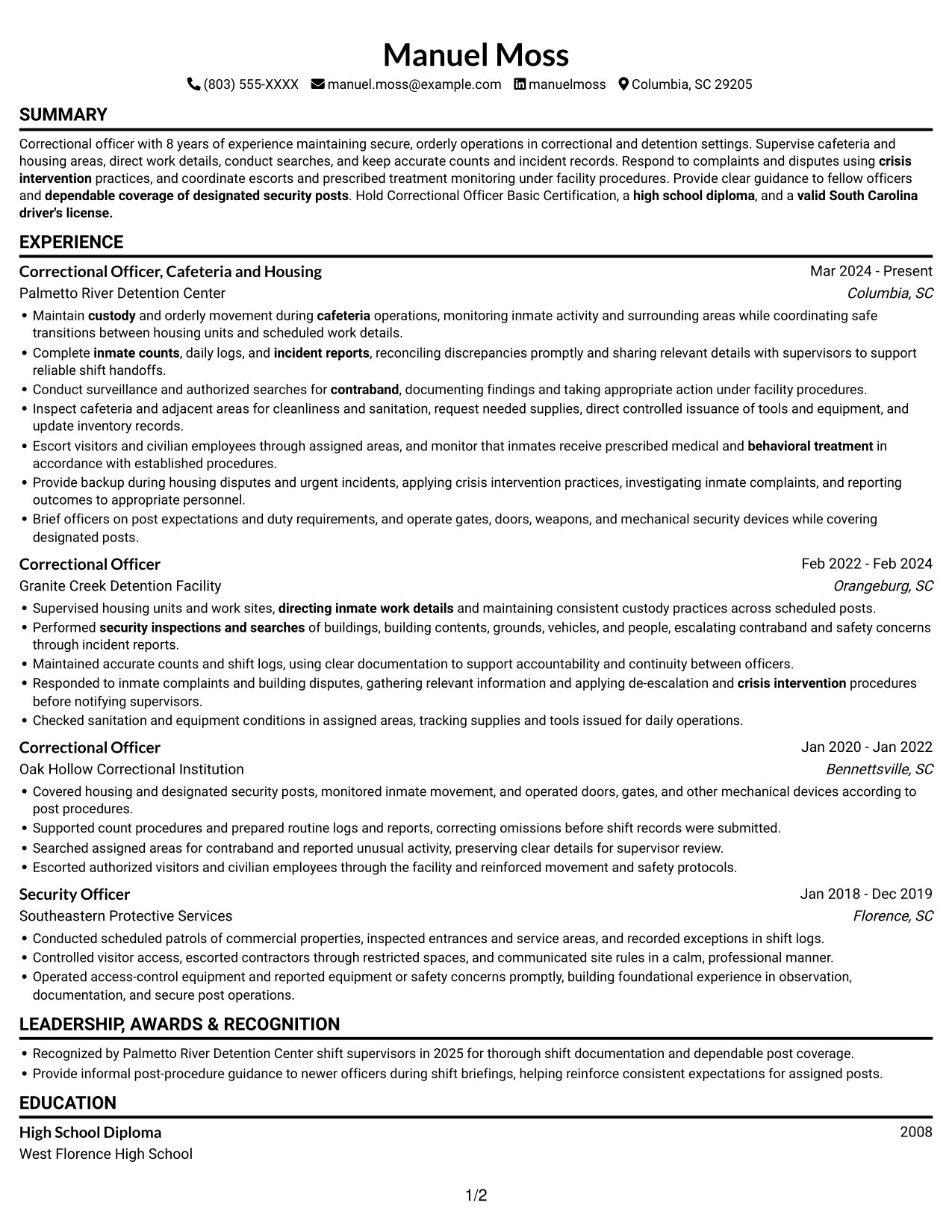 Resume example — page 1
