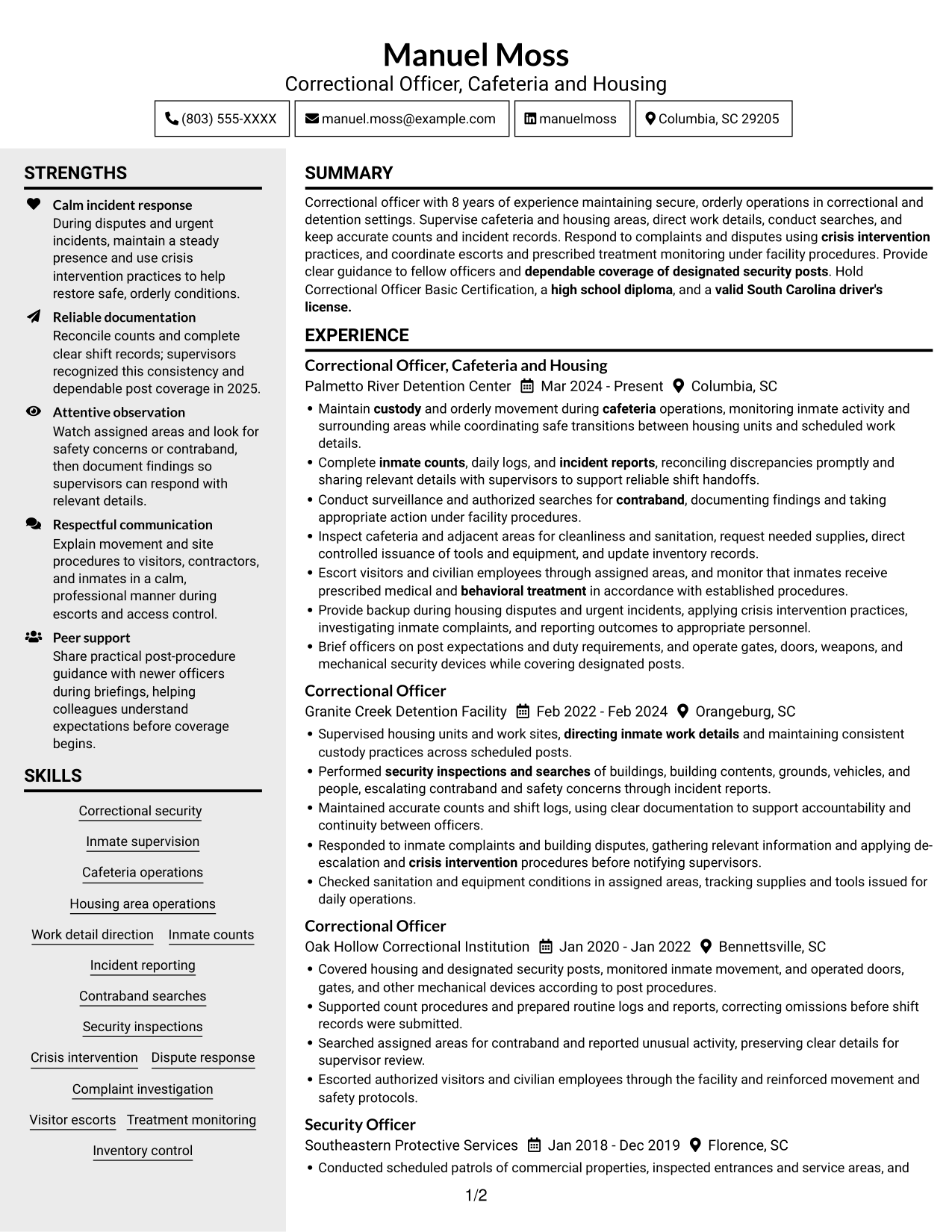 Resume example — page 1
