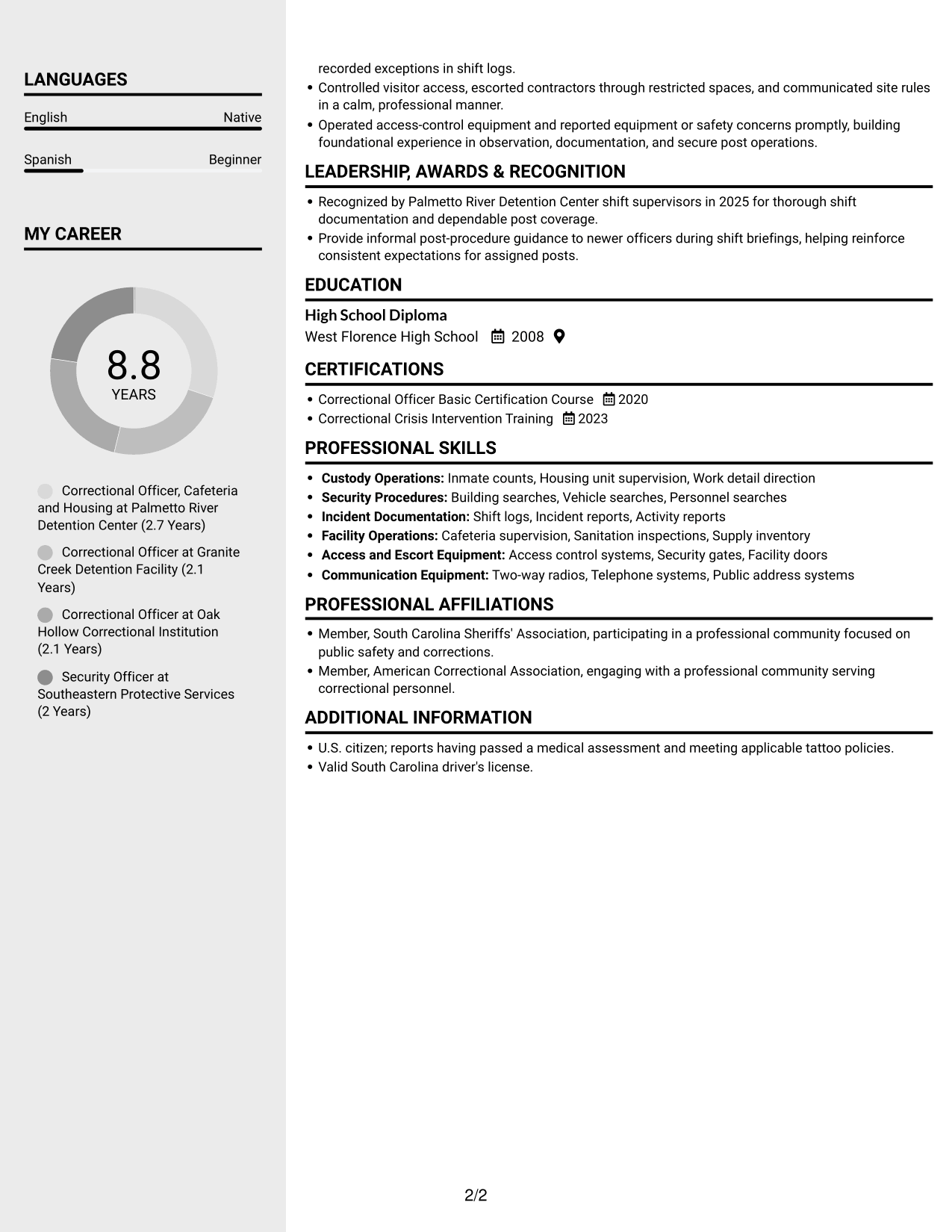 Resume example — page 2