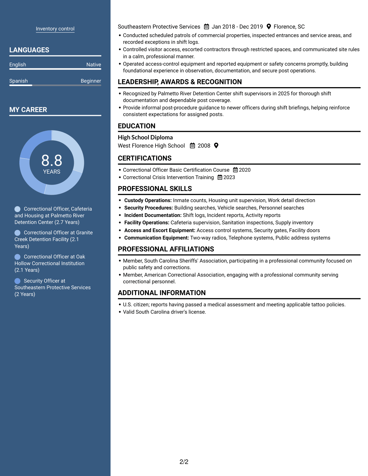 Resume example — page 2