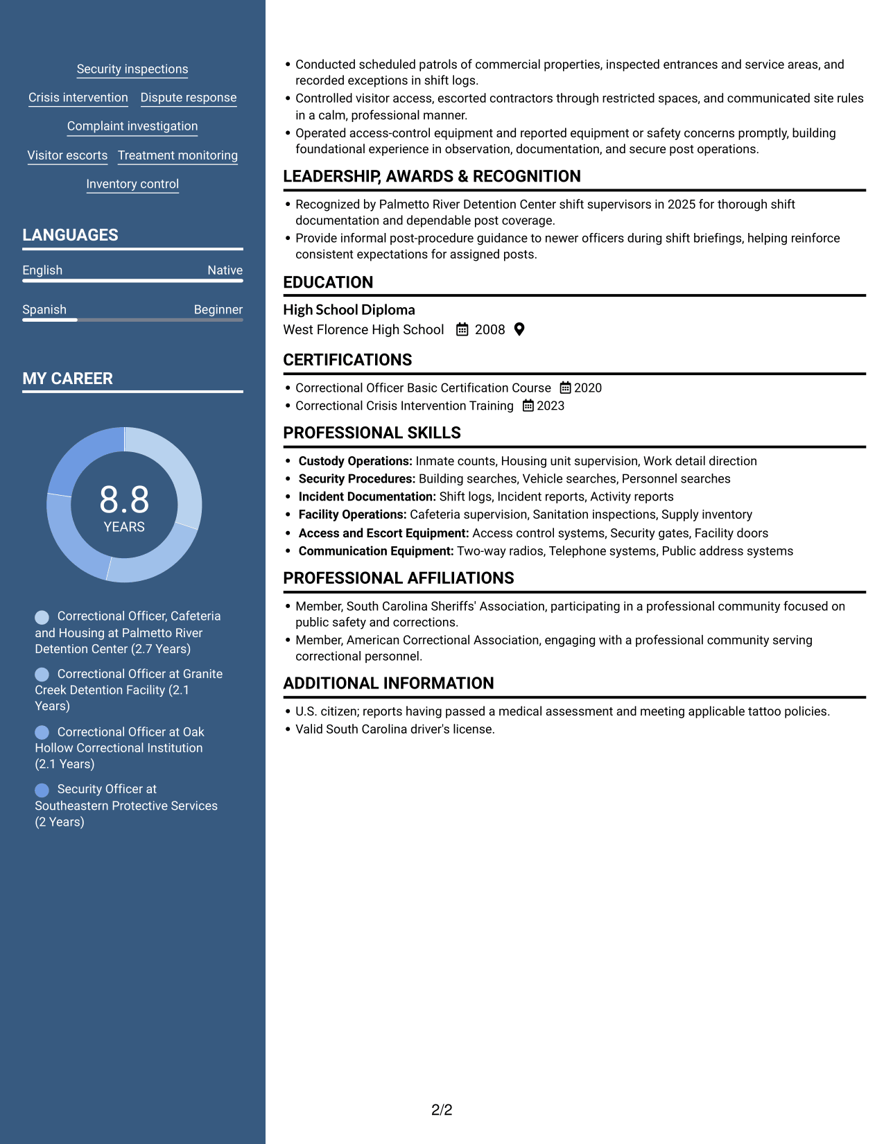 Resume example — page 2
