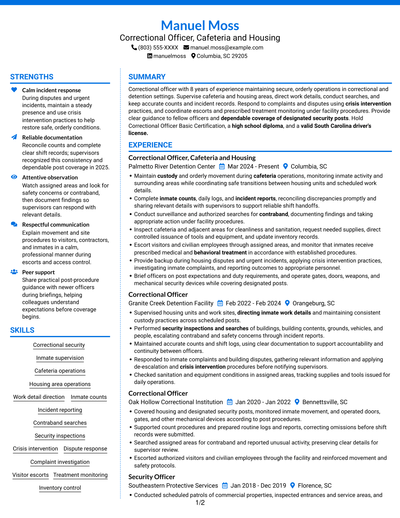 Resume example — page 1