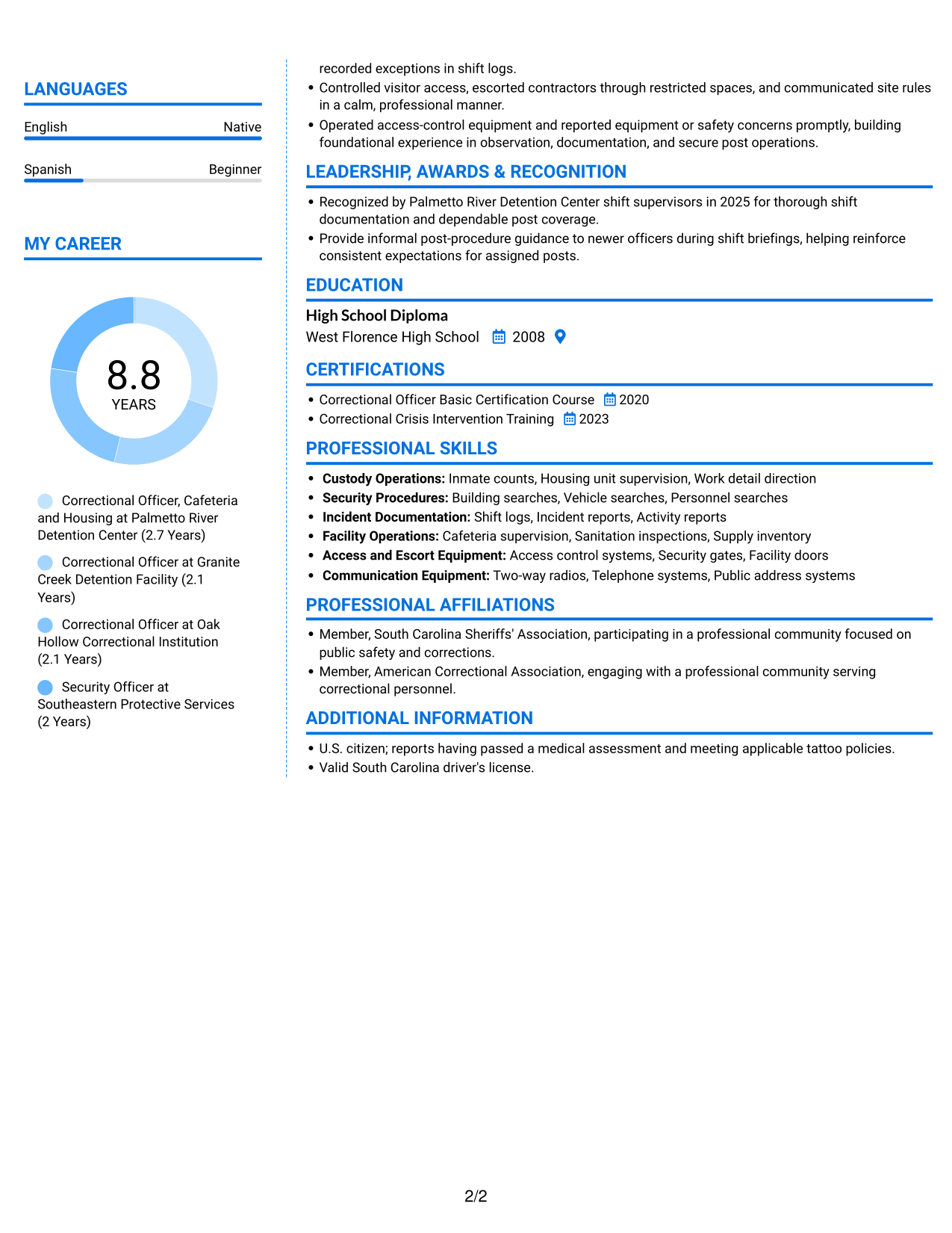 Resume example — page 2