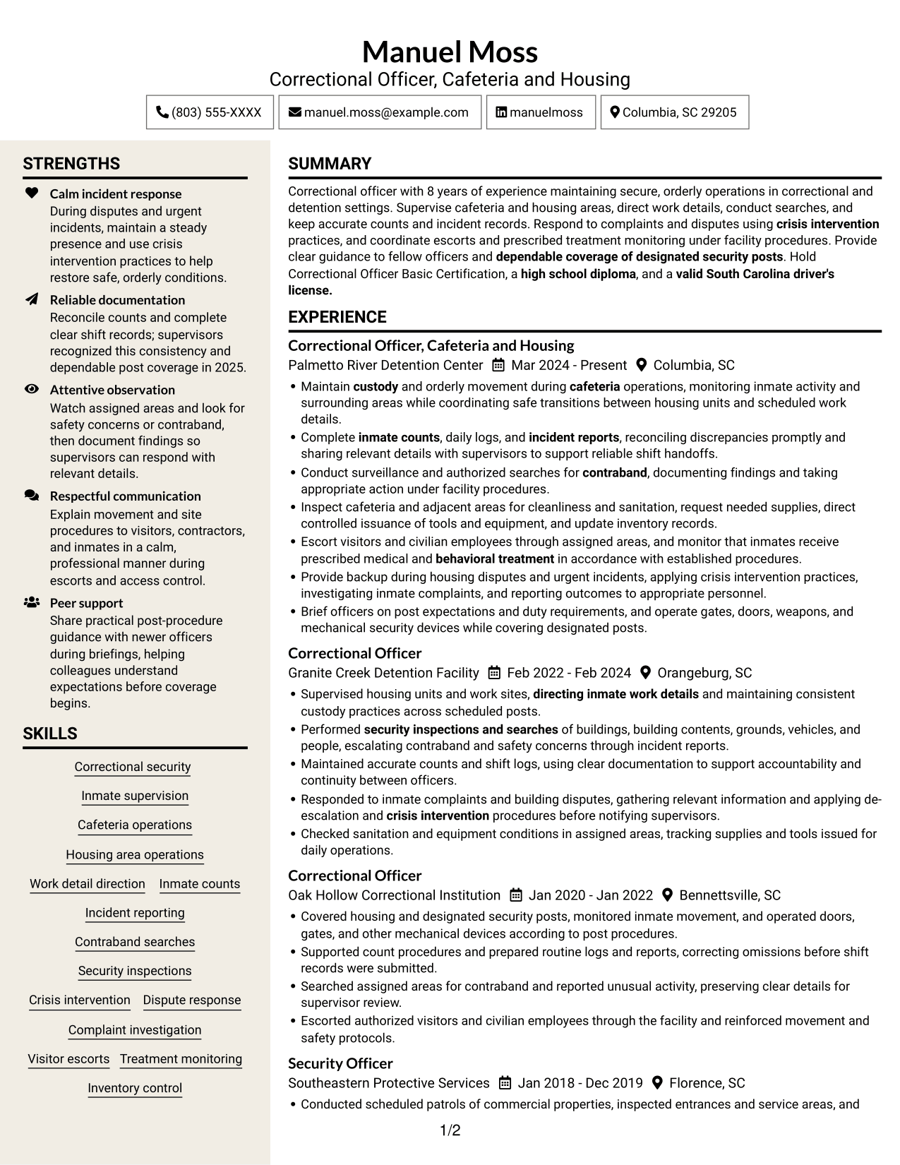 Resume example — page 1