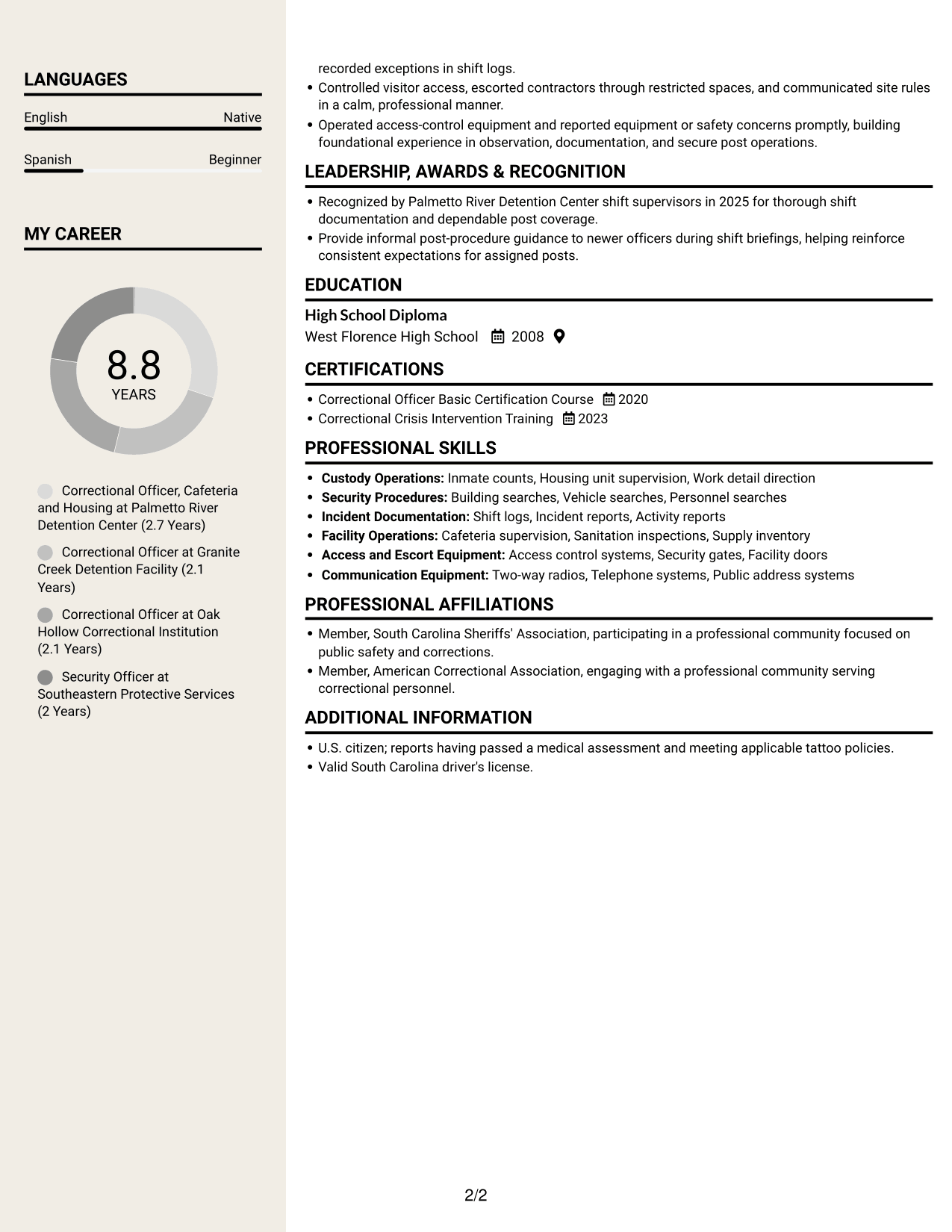Resume example — page 2