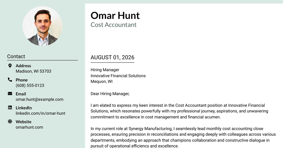 30+ Cost Accountant Cover Letter Templates with Example 2026