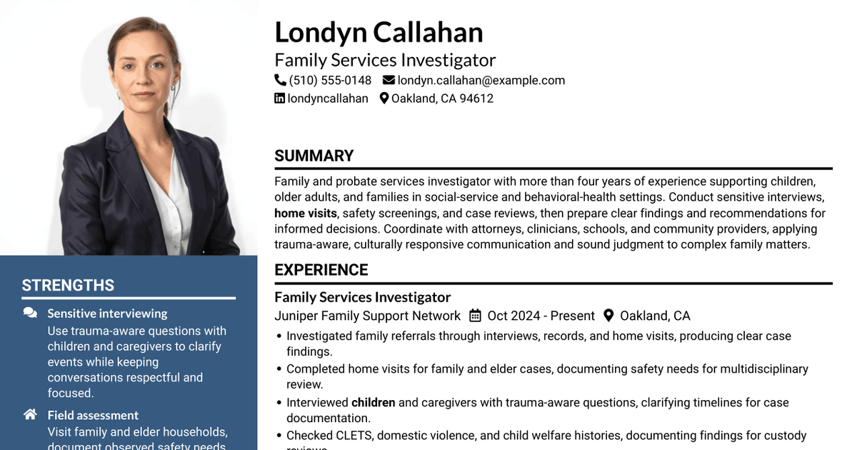 7 Court Investigator - Probate and Family Court Resume Templates with Example