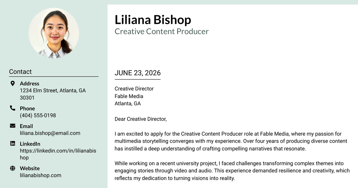 30+ Creative Content Producer Cover Letter Templates with Example 2026