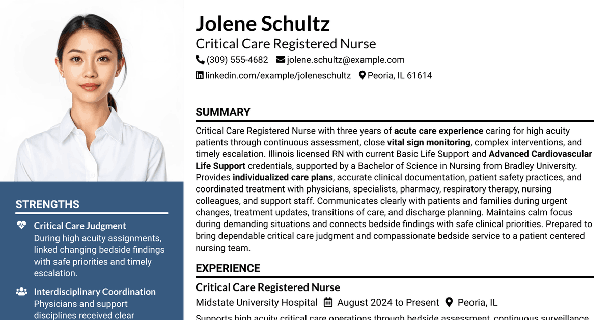 7 Critical Care Nurse (RN) Resume Templates with Example