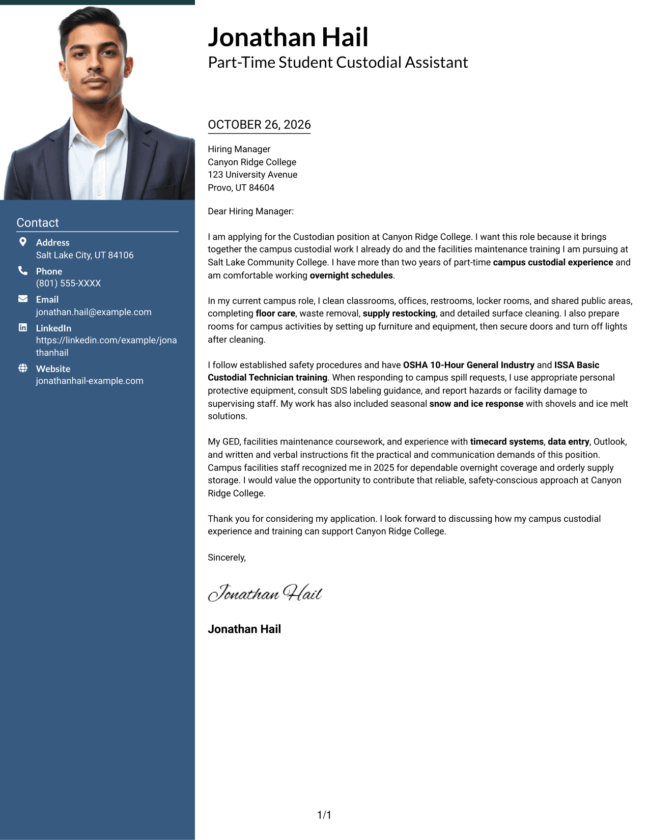 Cover letter example — page 1