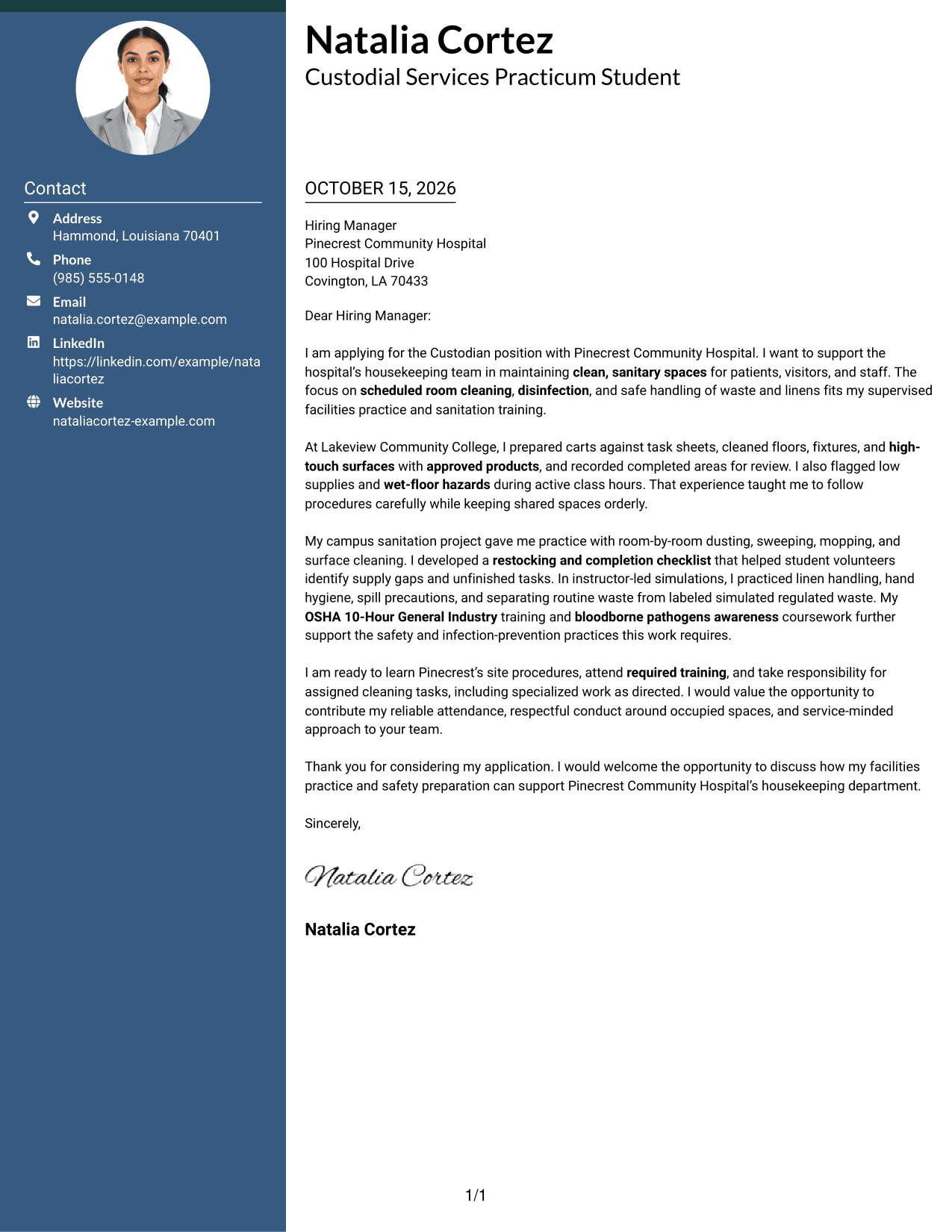 Cover letter example — page 1
