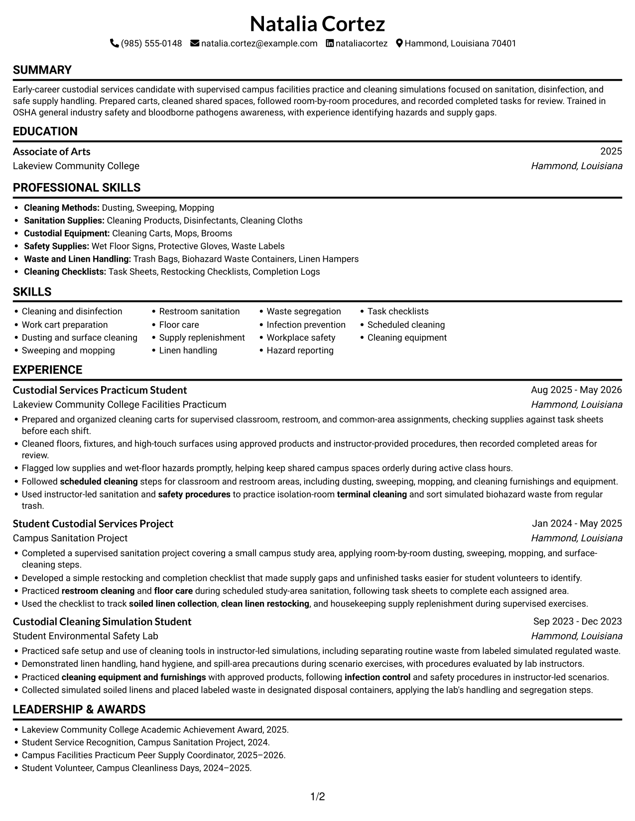 Resume example — page 1
