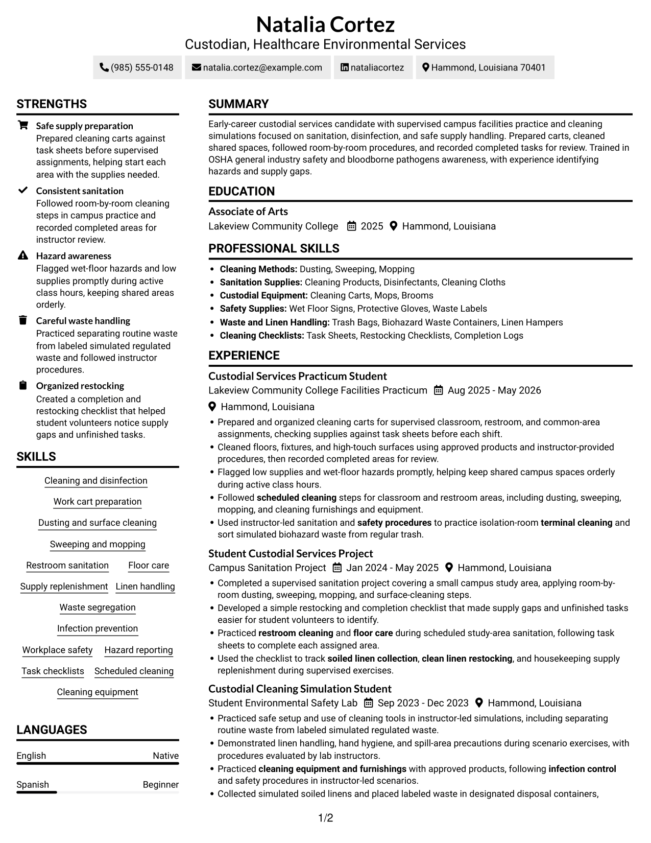 Resume example — page 1