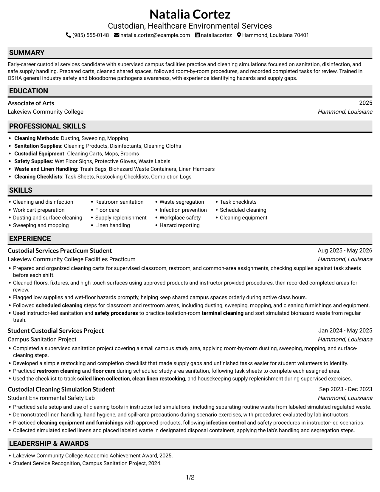 Resume example — page 1