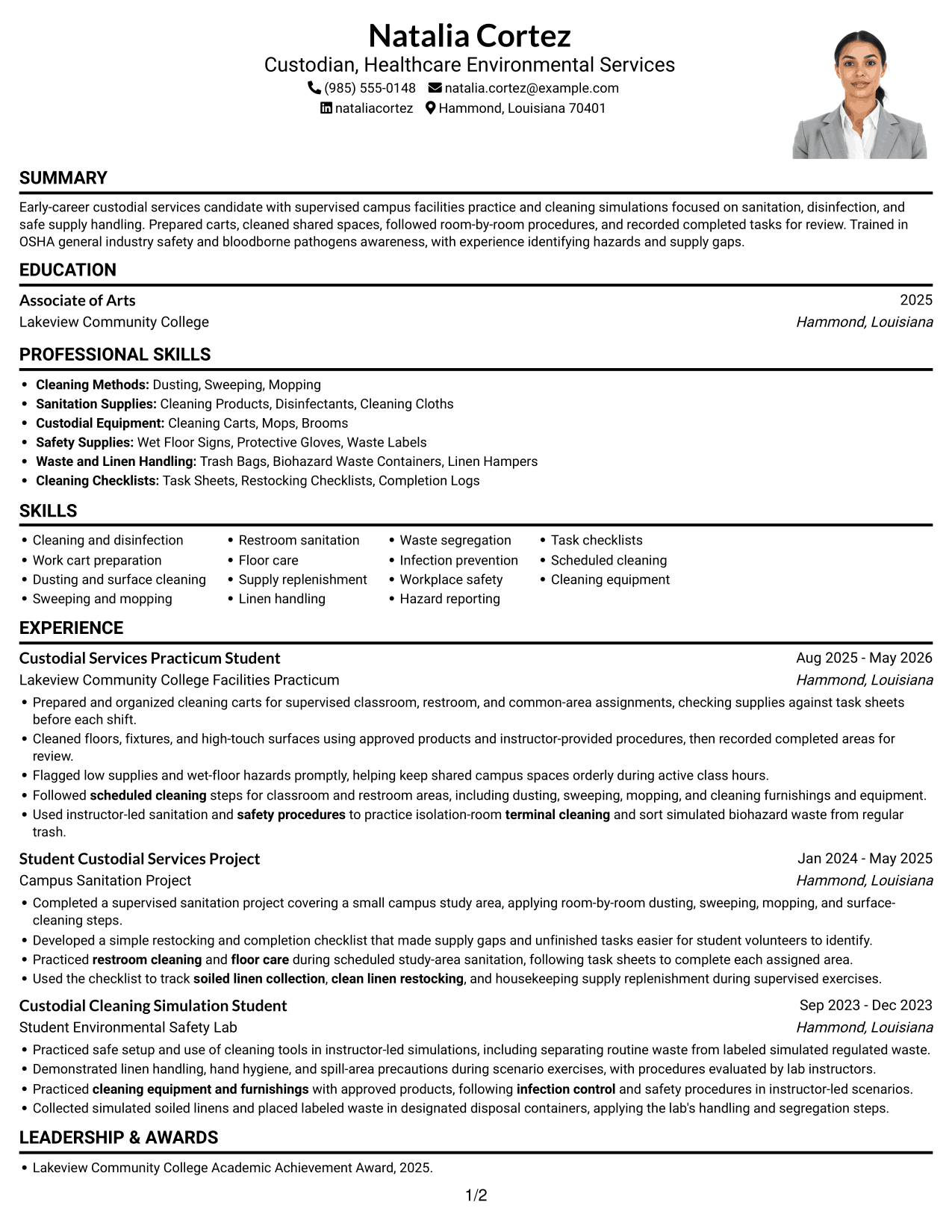 Resume example — page 1