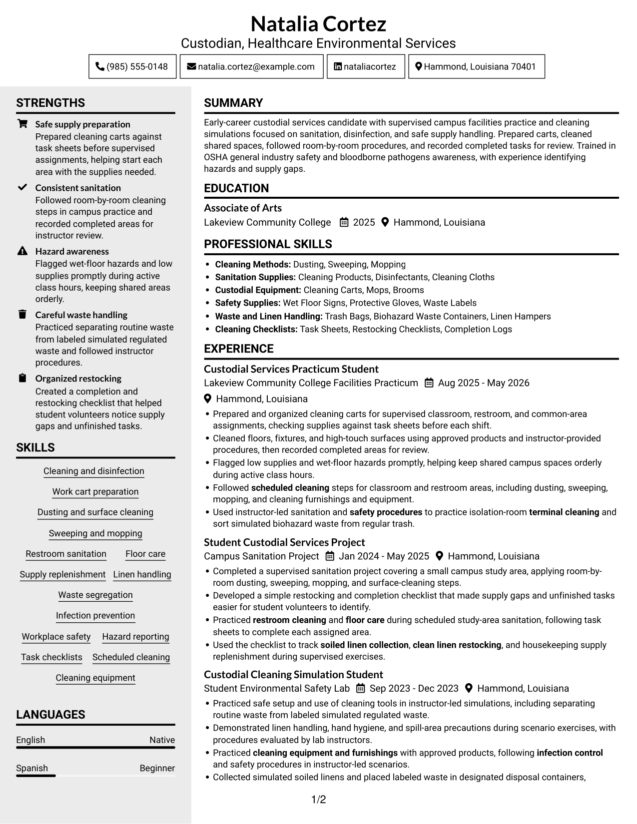 Resume example — page 1