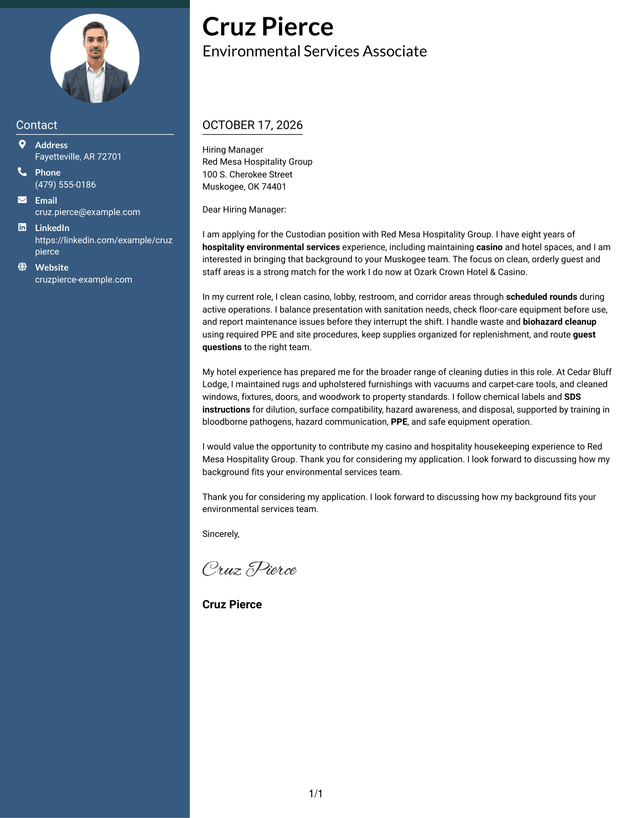 Cover letter example — page 1