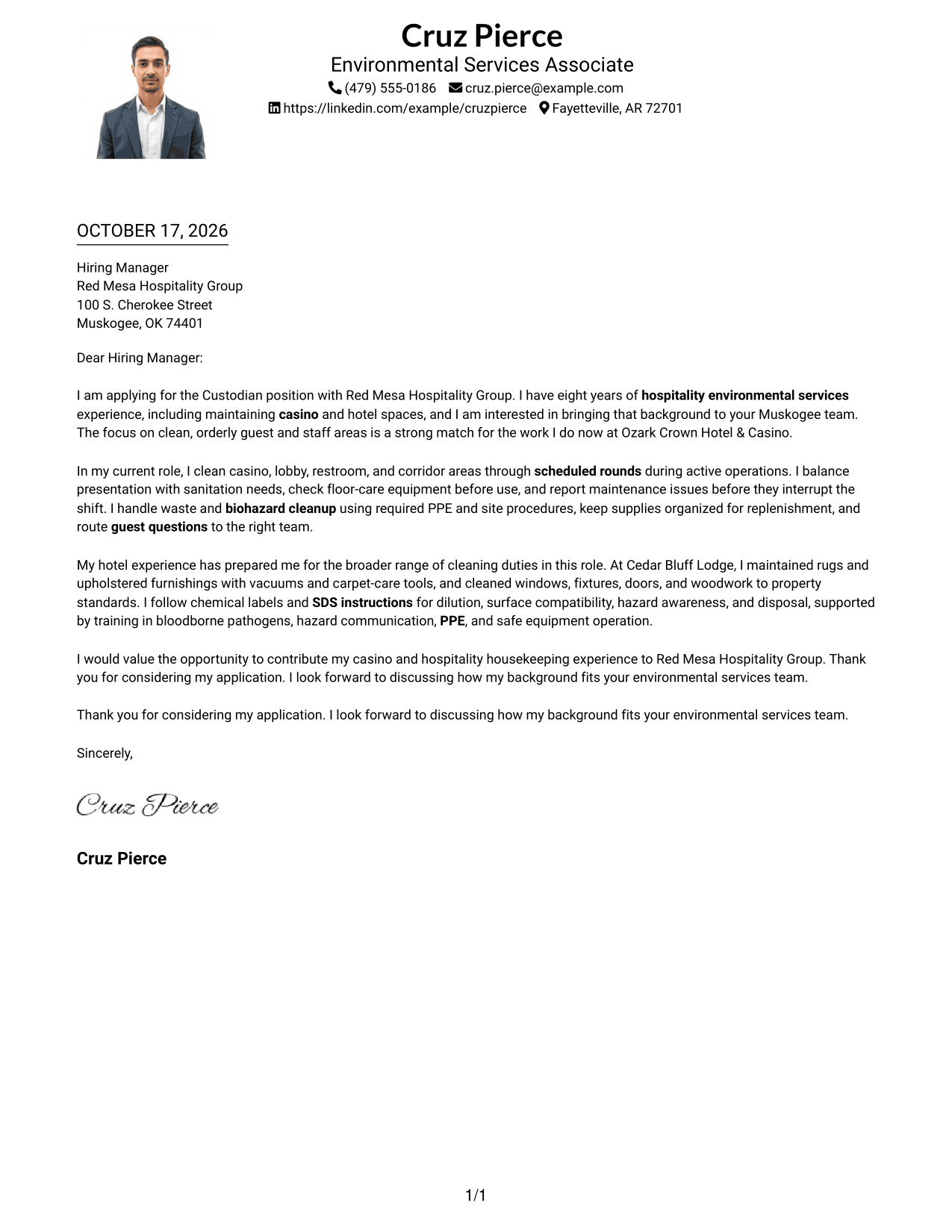 Cover letter example — page 1