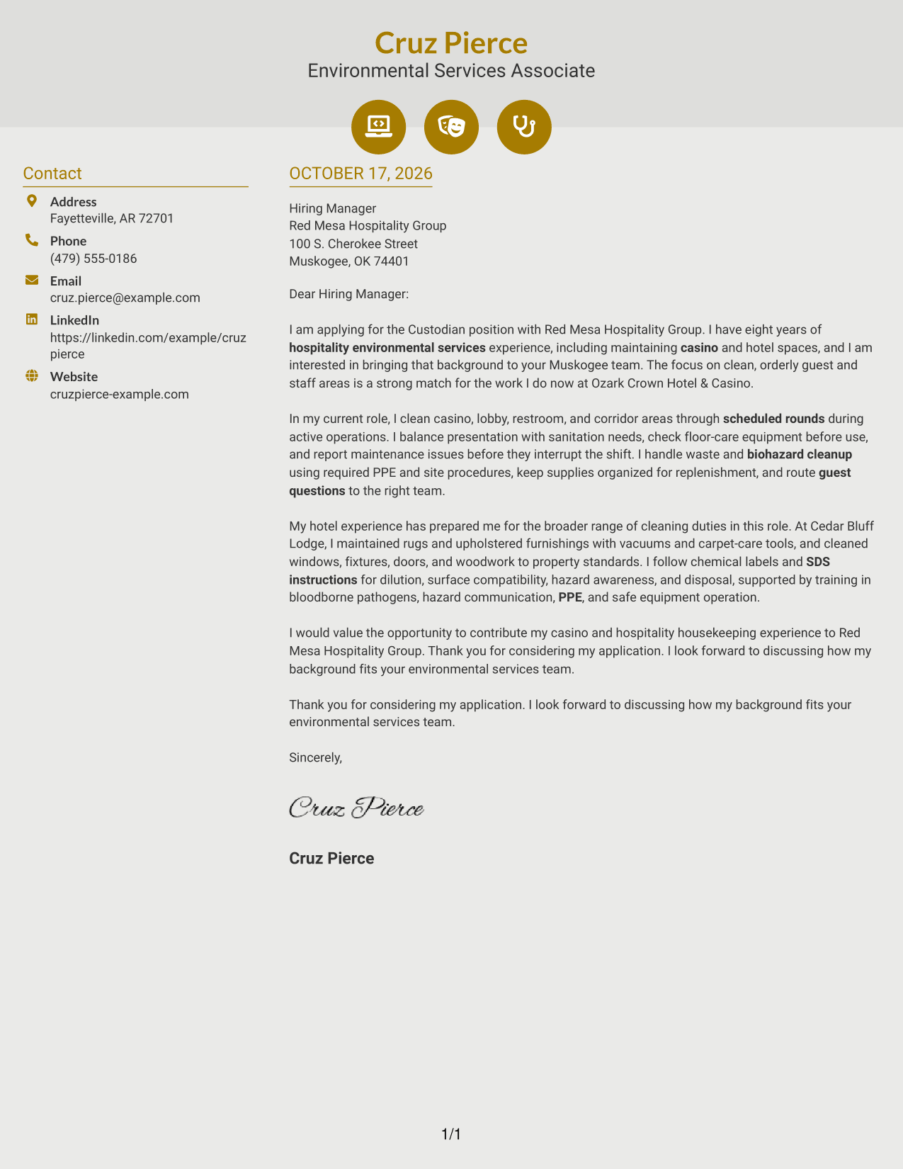Cover letter example — page 1