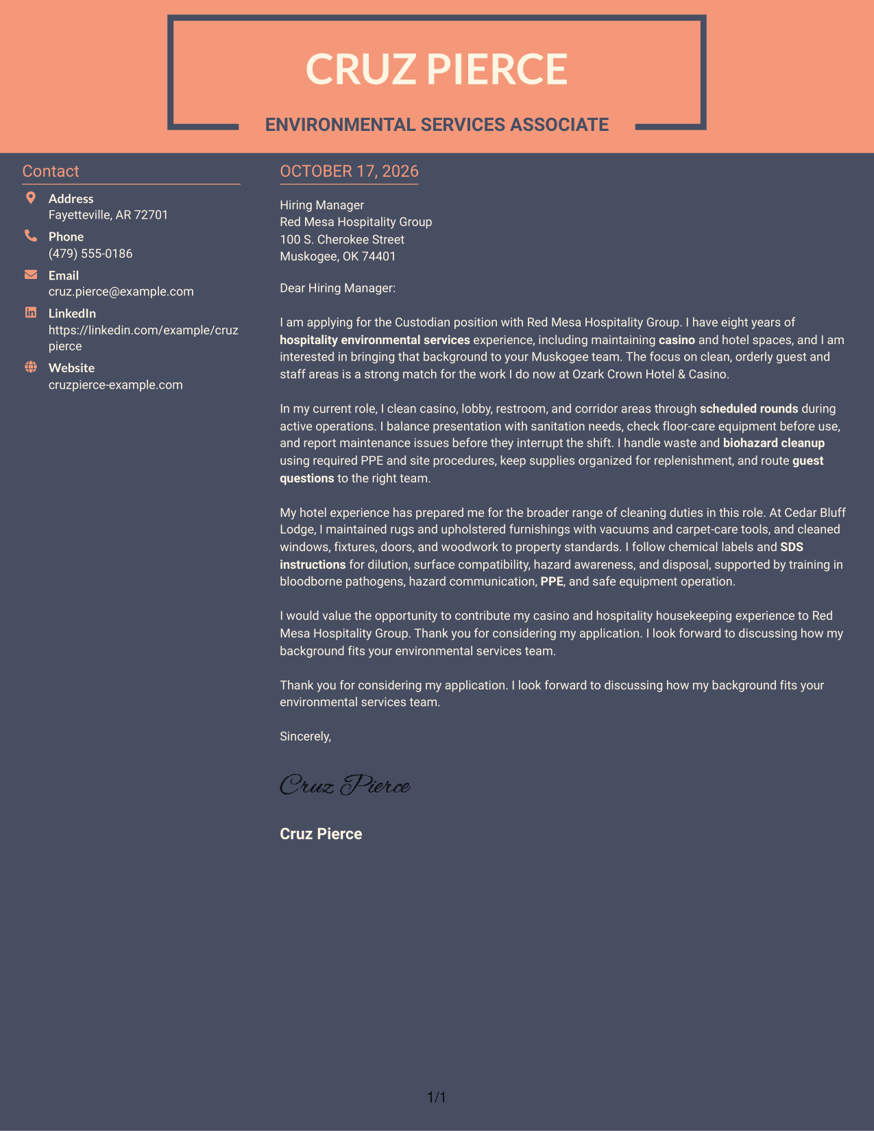 Cover letter example — page 1