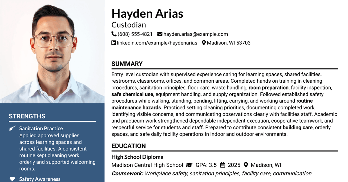 7 Custodian Resume Templates with Example