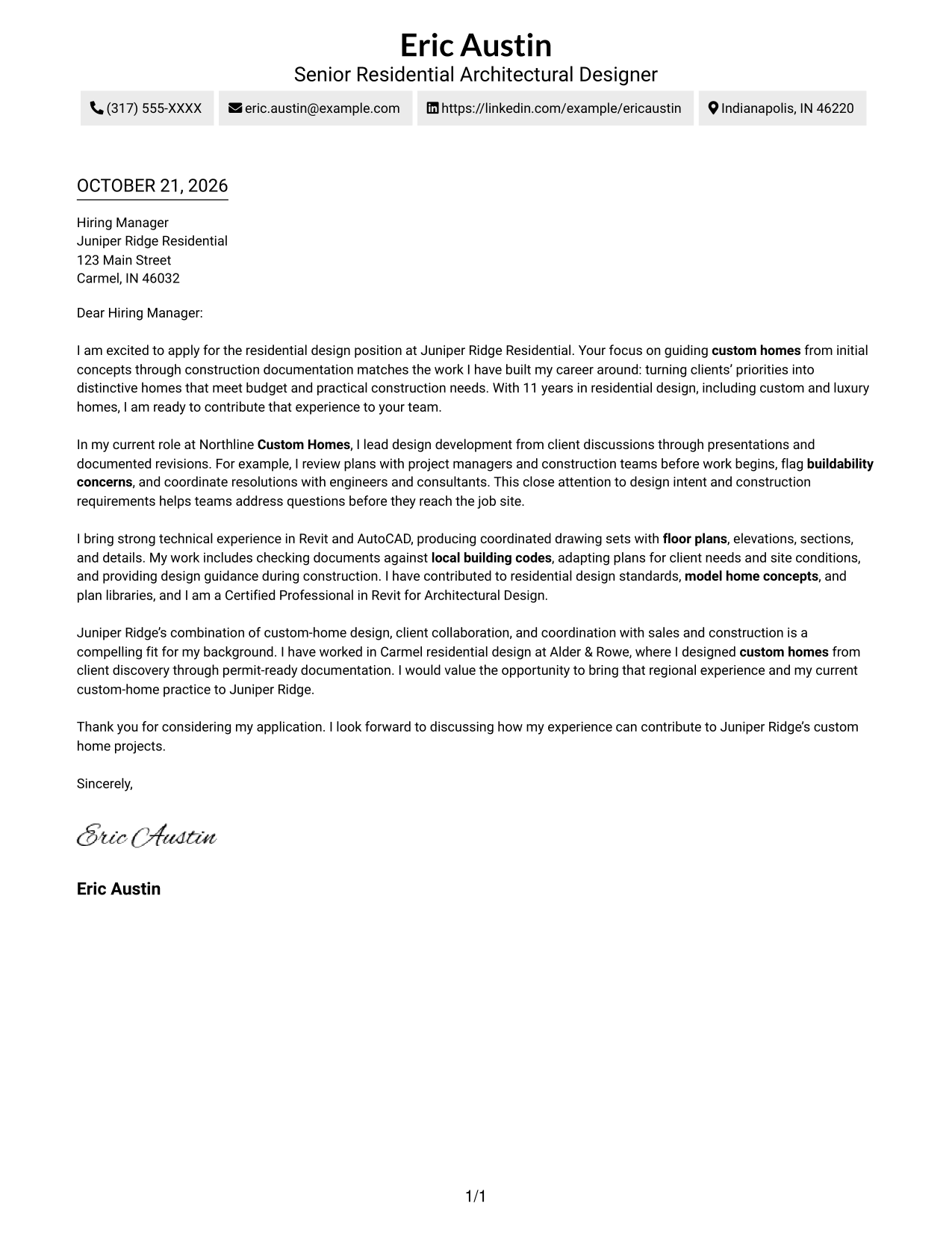 Cover letter example — page 1
