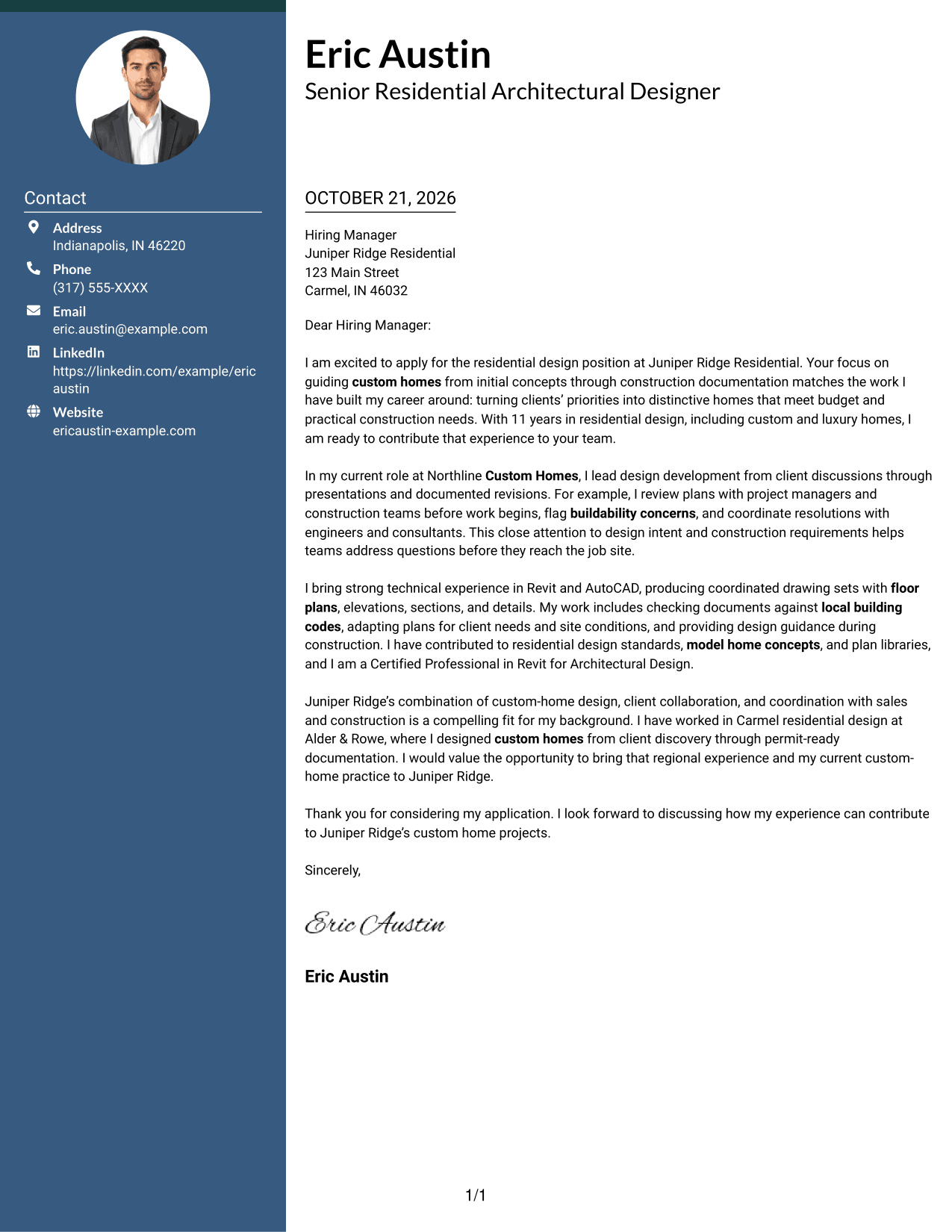 Cover letter example — page 1