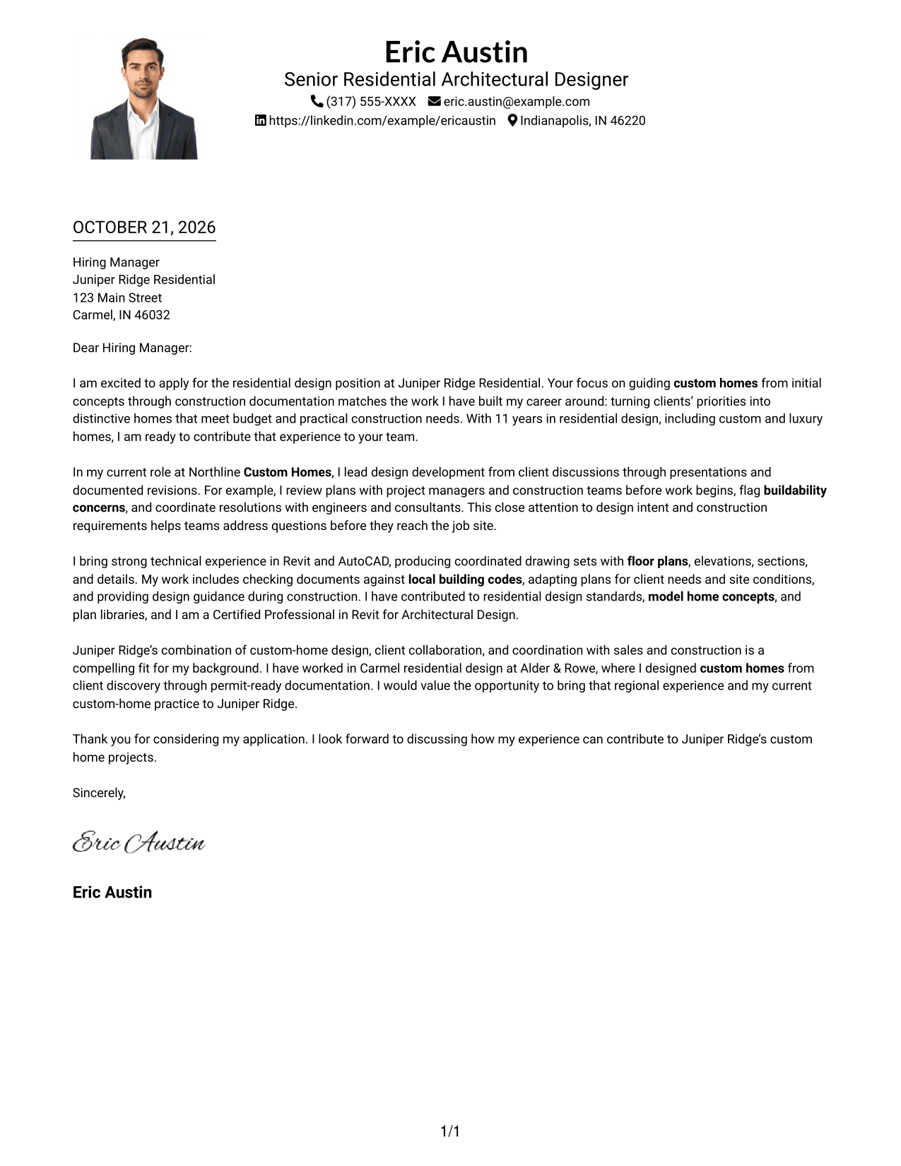 Cover letter example — page 1