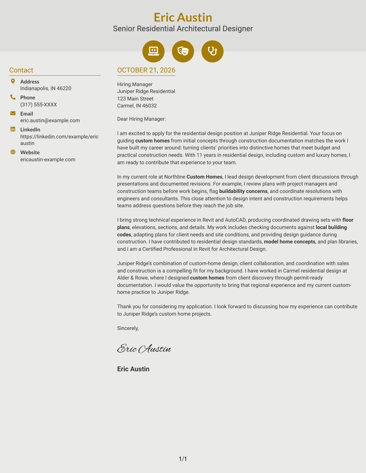 Cover letter example — page 1