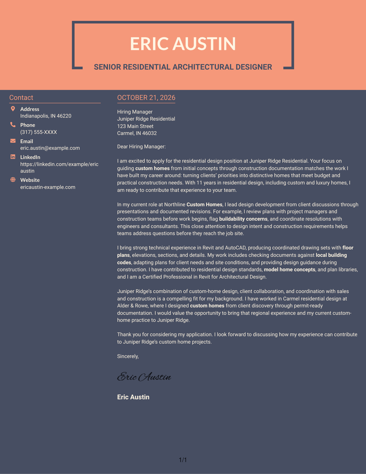 Cover letter example — page 1