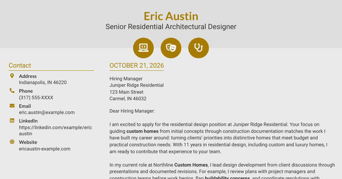 7 Custom Residential Architectural Designer Cover Letter Templates with Example