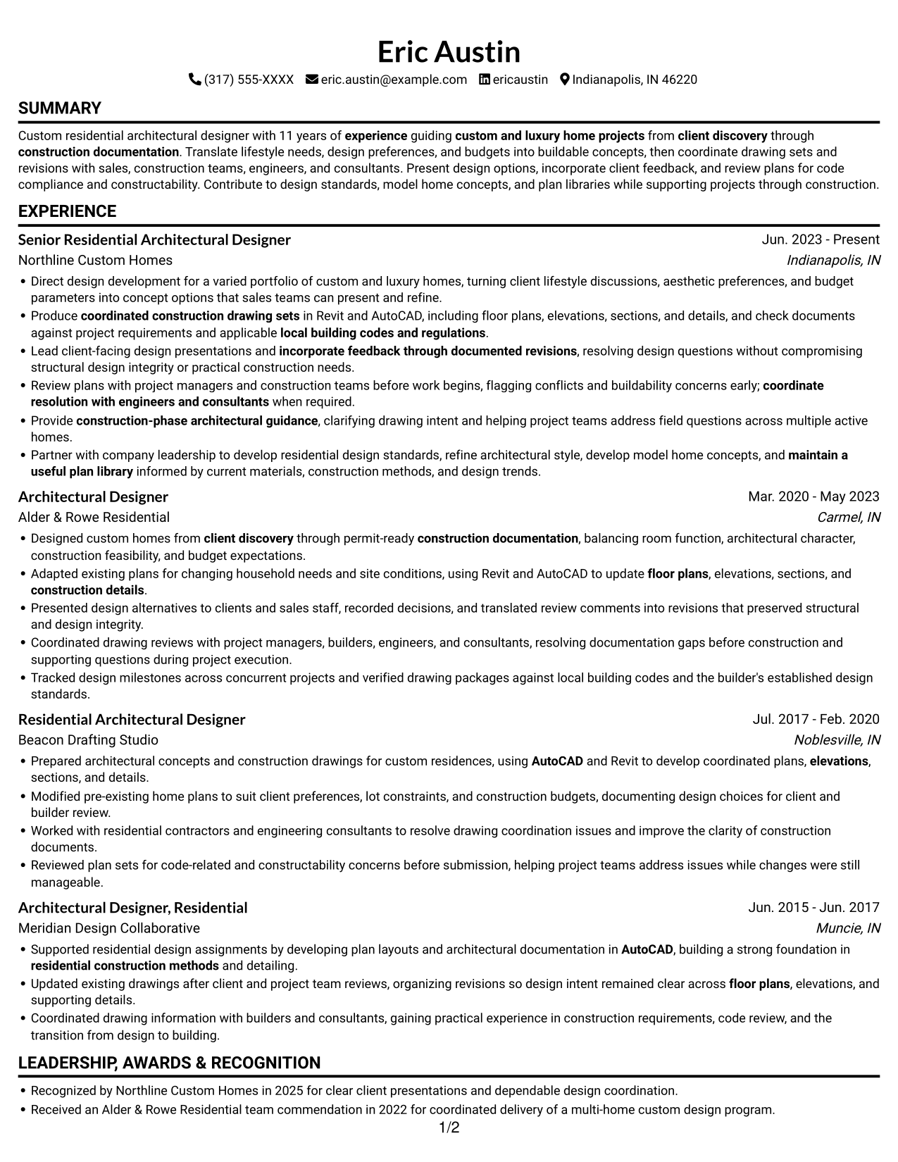Resume example — page 1