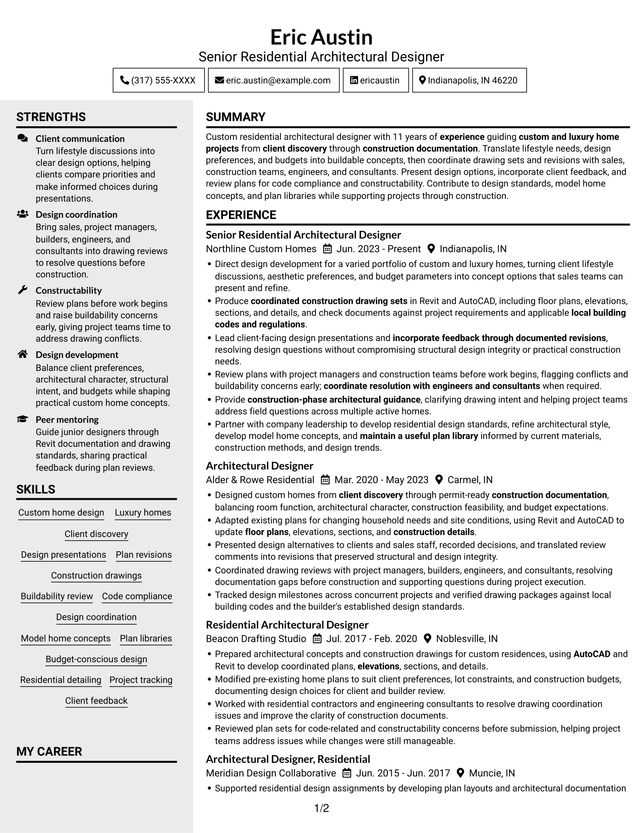 Resume example — page 1