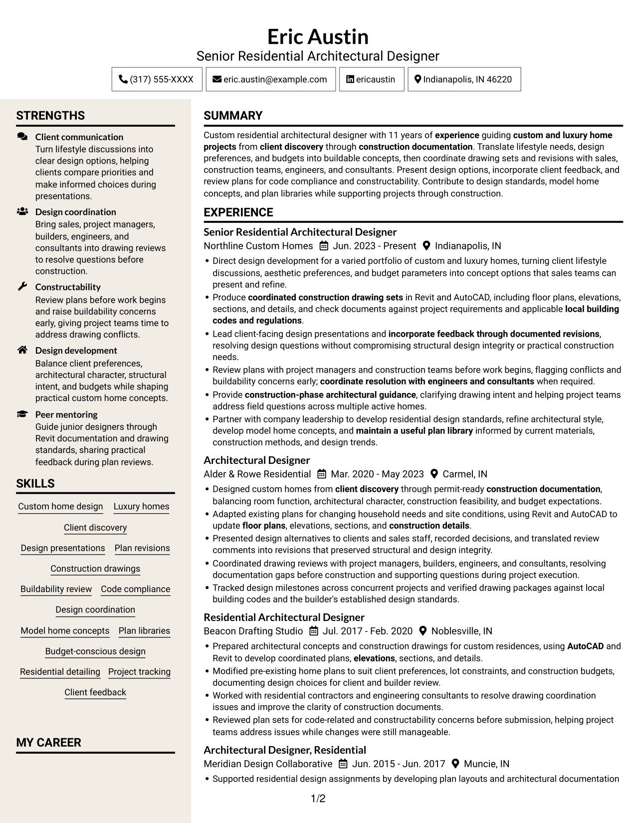 Resume example — page 1