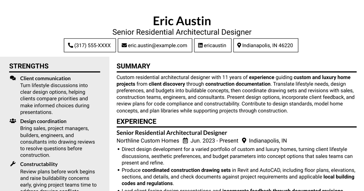 7 Custom Residential Architectural Designer Resume Templates with Example