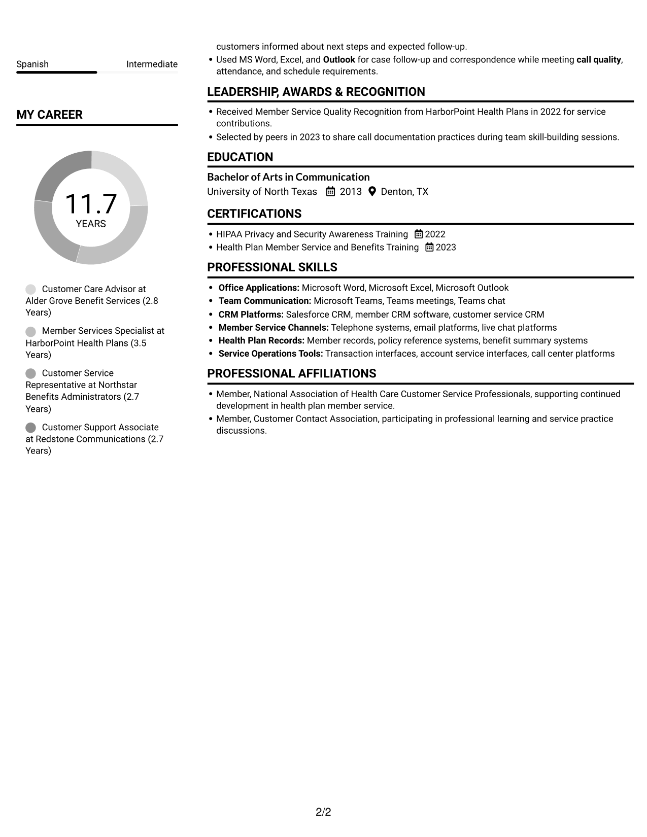 Resume example — page 2