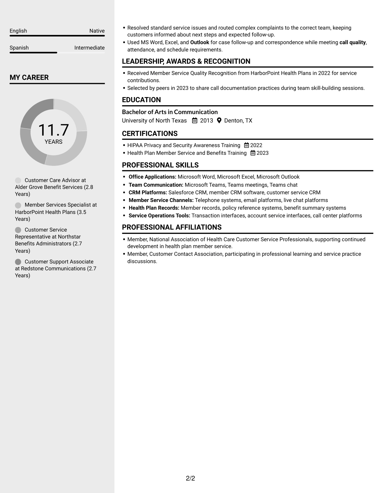 Resume example — page 2