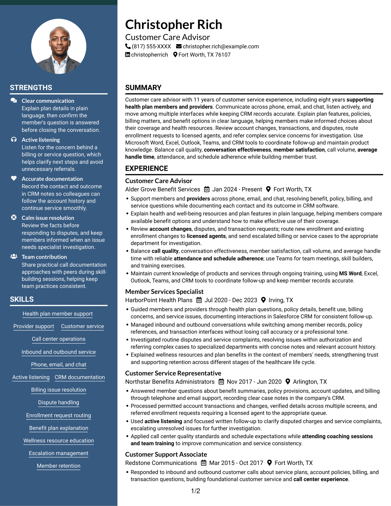 Resume example — page 1