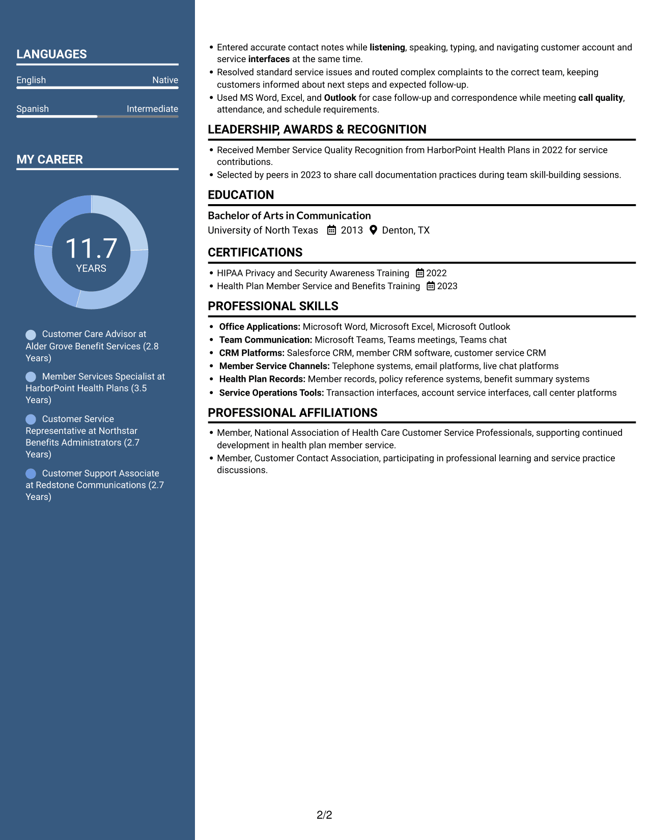 Resume example — page 2